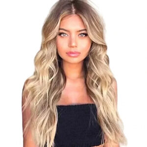 NWT LONG WAVY OMBRE BLONDE MID PART SYNTHETIC WIG
